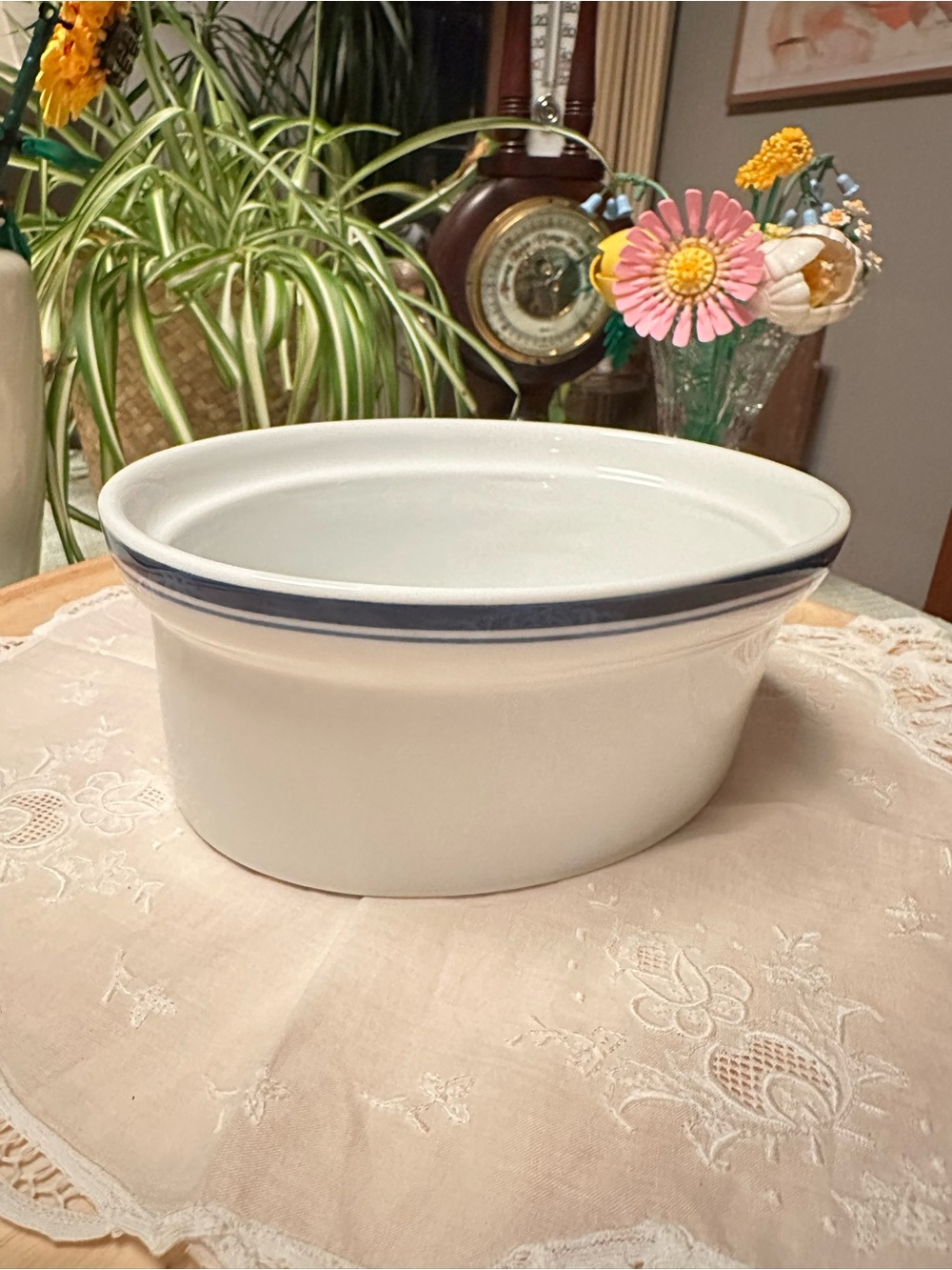 Vintage 90s Pottery Barn Club Blue Oval Casserole Baking Dish